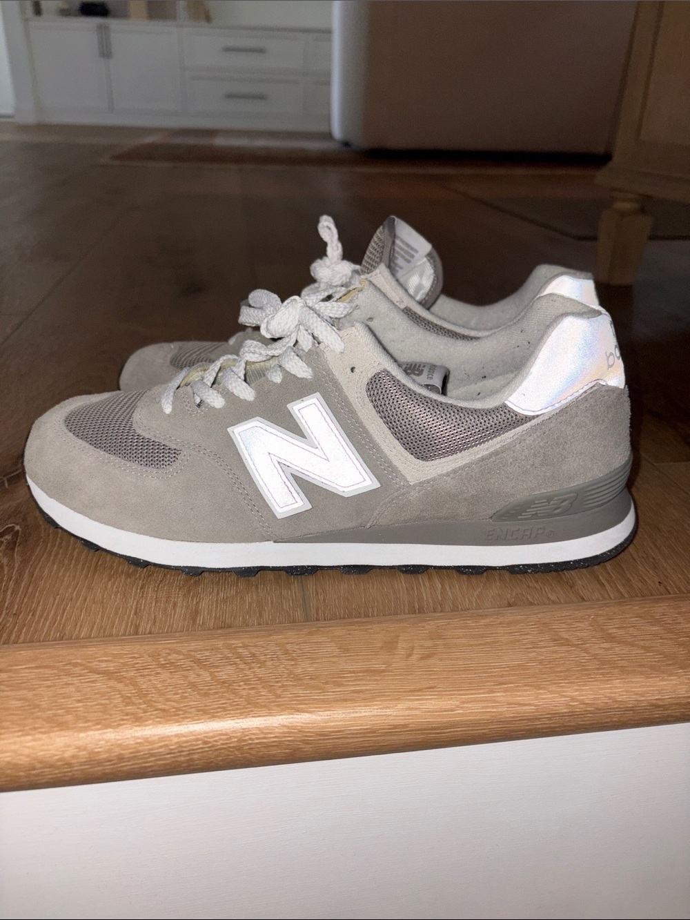 New Balance Men’s Sneakers in Light Gray and White